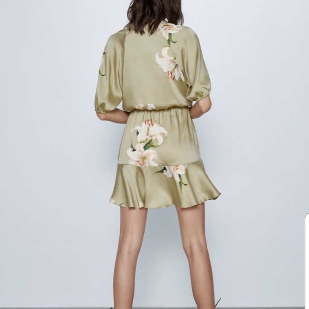 ZARA Print Dress with Knot - Picture 6 of 9